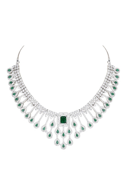Zircon Embellished Drop Pattern Necklace Set 