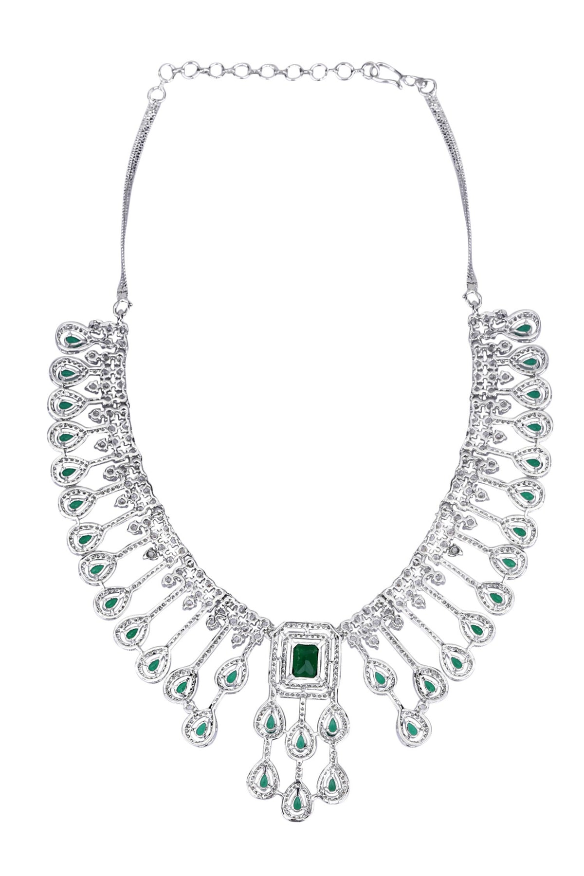 Zircon Embellished Drop Pattern Necklace Set 