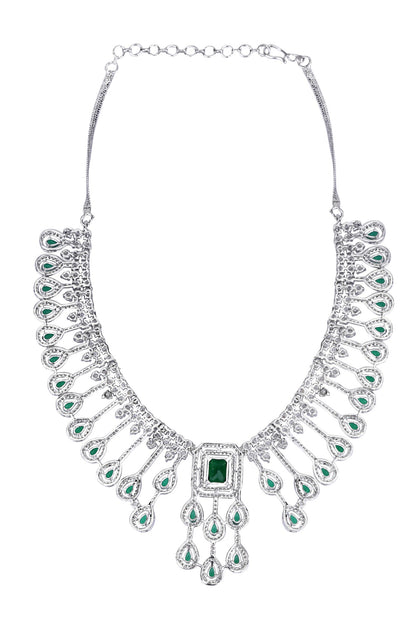 Zircon Embellished Drop Pattern Necklace Set 