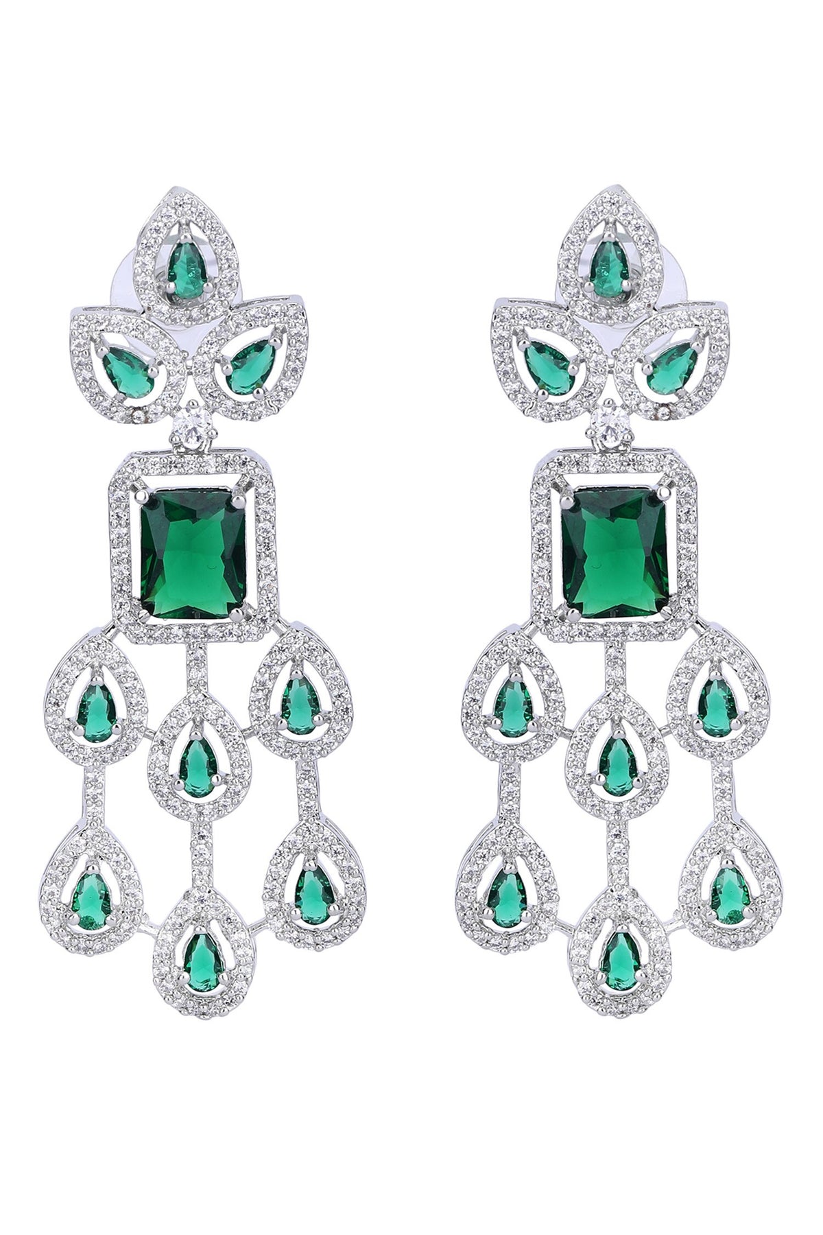 Zircon Embellished Drop Pattern Necklace Set 