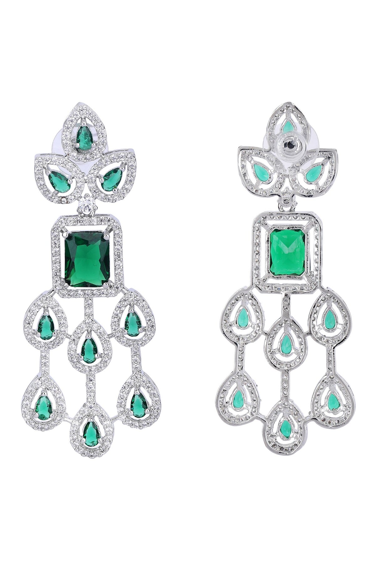 Zircon Embellished Drop Pattern Necklace Set 