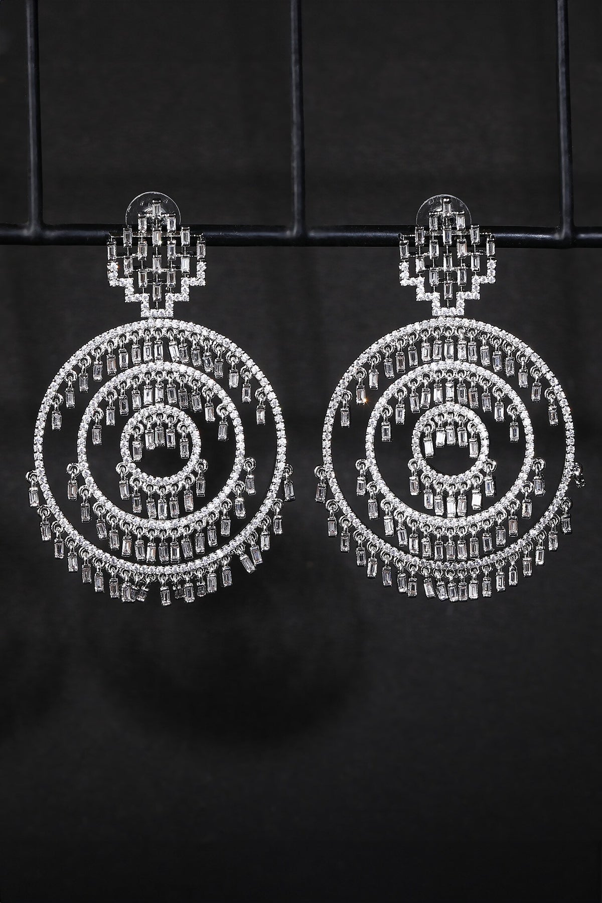 Zircon Embellished Multi Circular Earrings 
