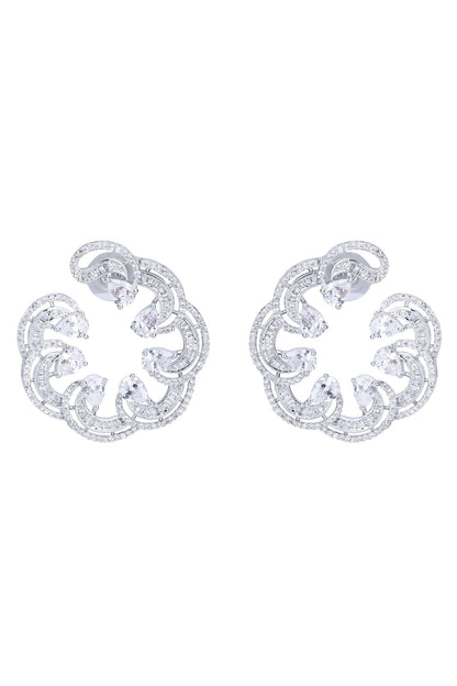 Zircon Embellished Scallop Earrings 
