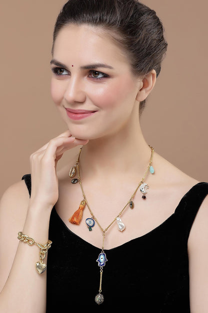 Stones Embellished Long Necklace 