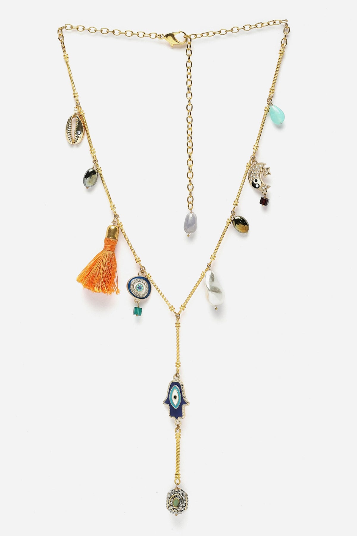 Stones Embellished Long Necklace 