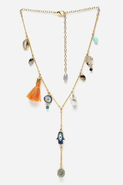 Stones Embellished Long Necklace 