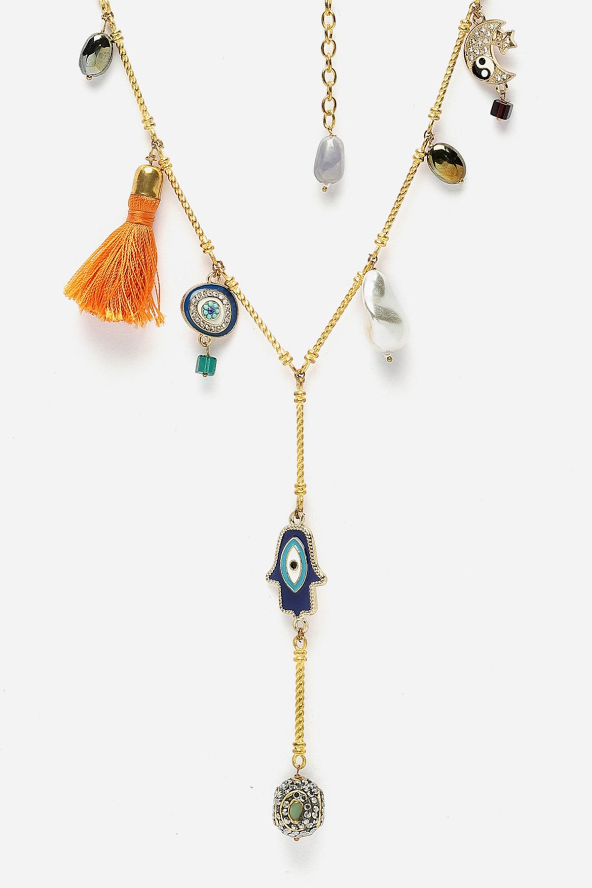 Stones Embellished Long Necklace 