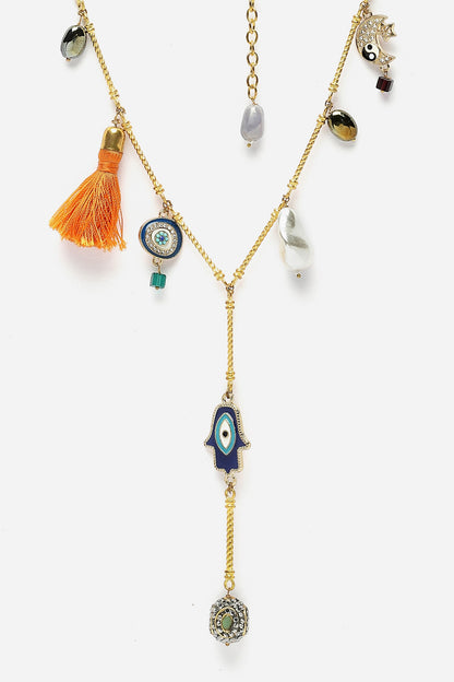 Stones Embellished Long Necklace 