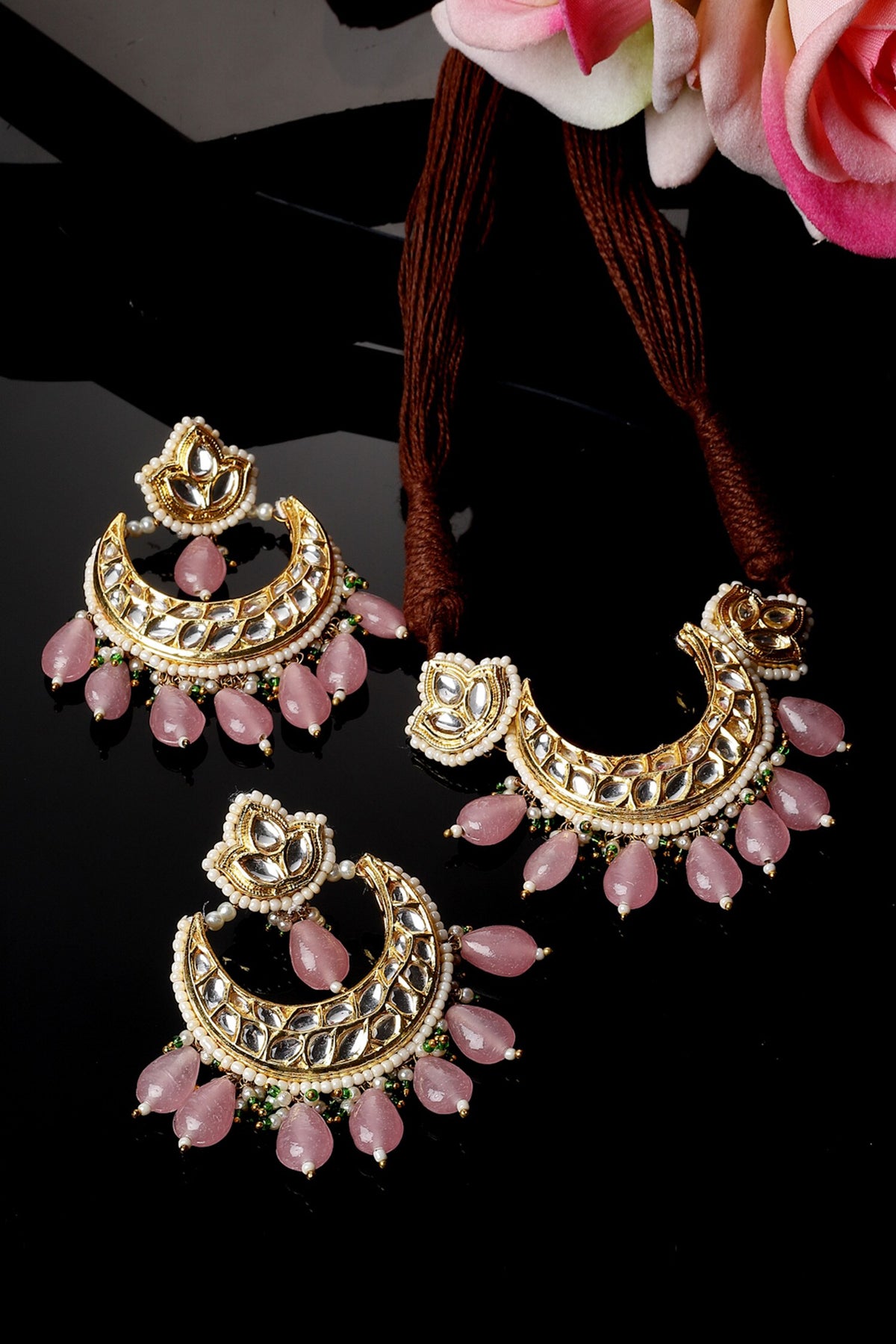 Natural Stone Work Choker Necklace Set 