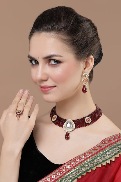 Pearl Embellished Choker Necklace Set 