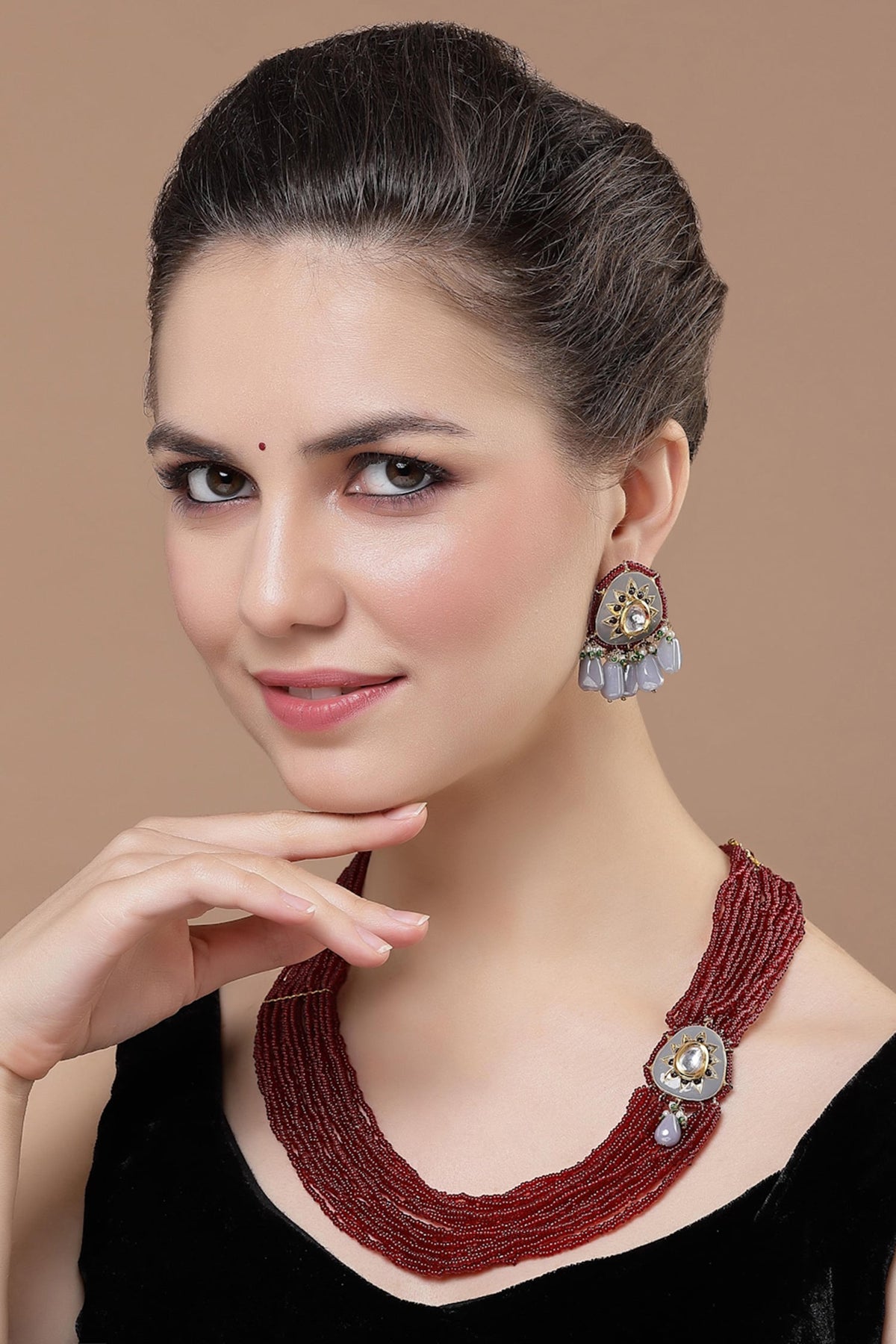 Natural Stone Work Long Necklace 