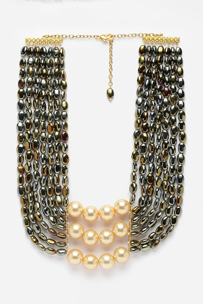 Pearls & Natural Stone Embellished Necklace 