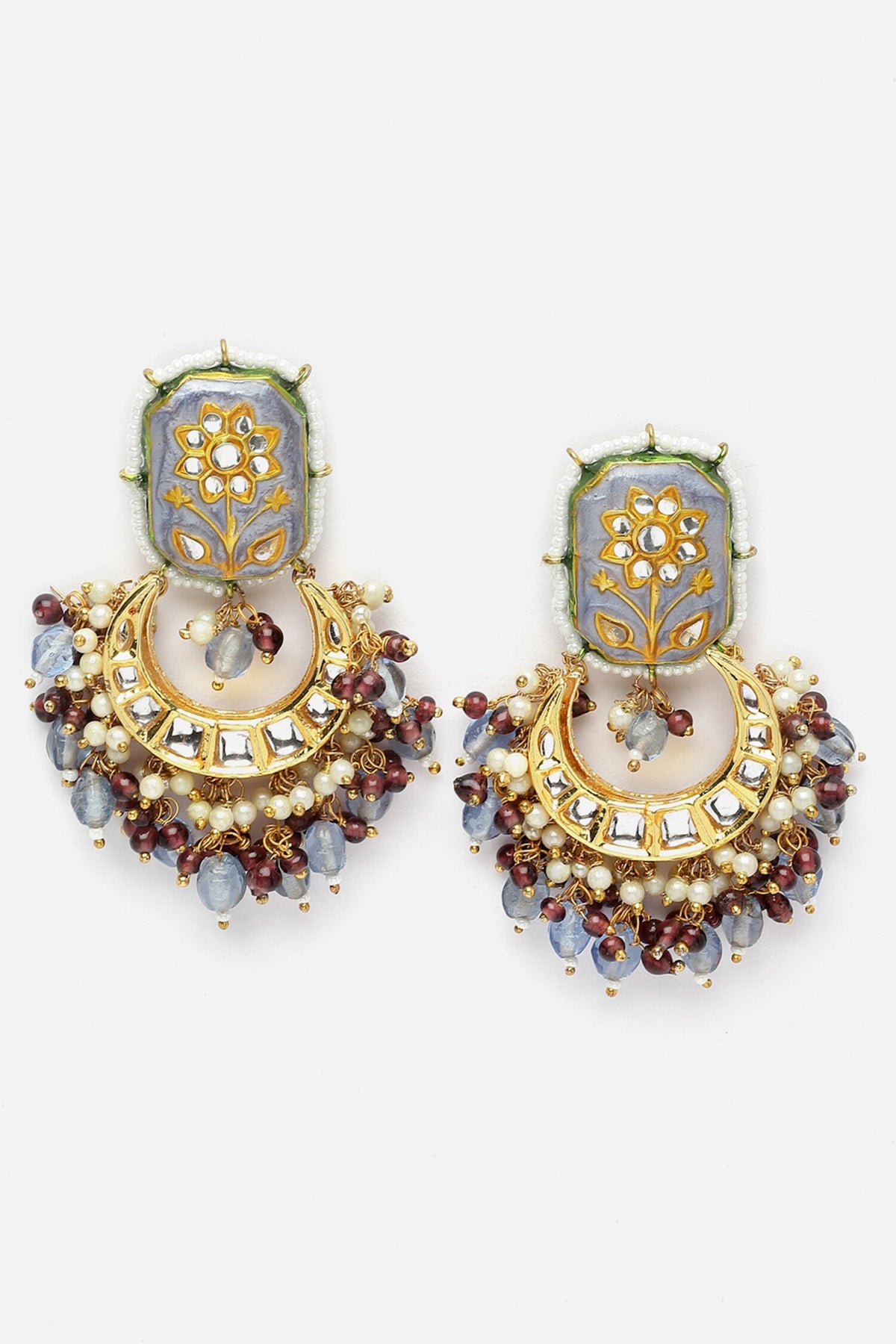 Floral Meenakari Work Chandbalis 