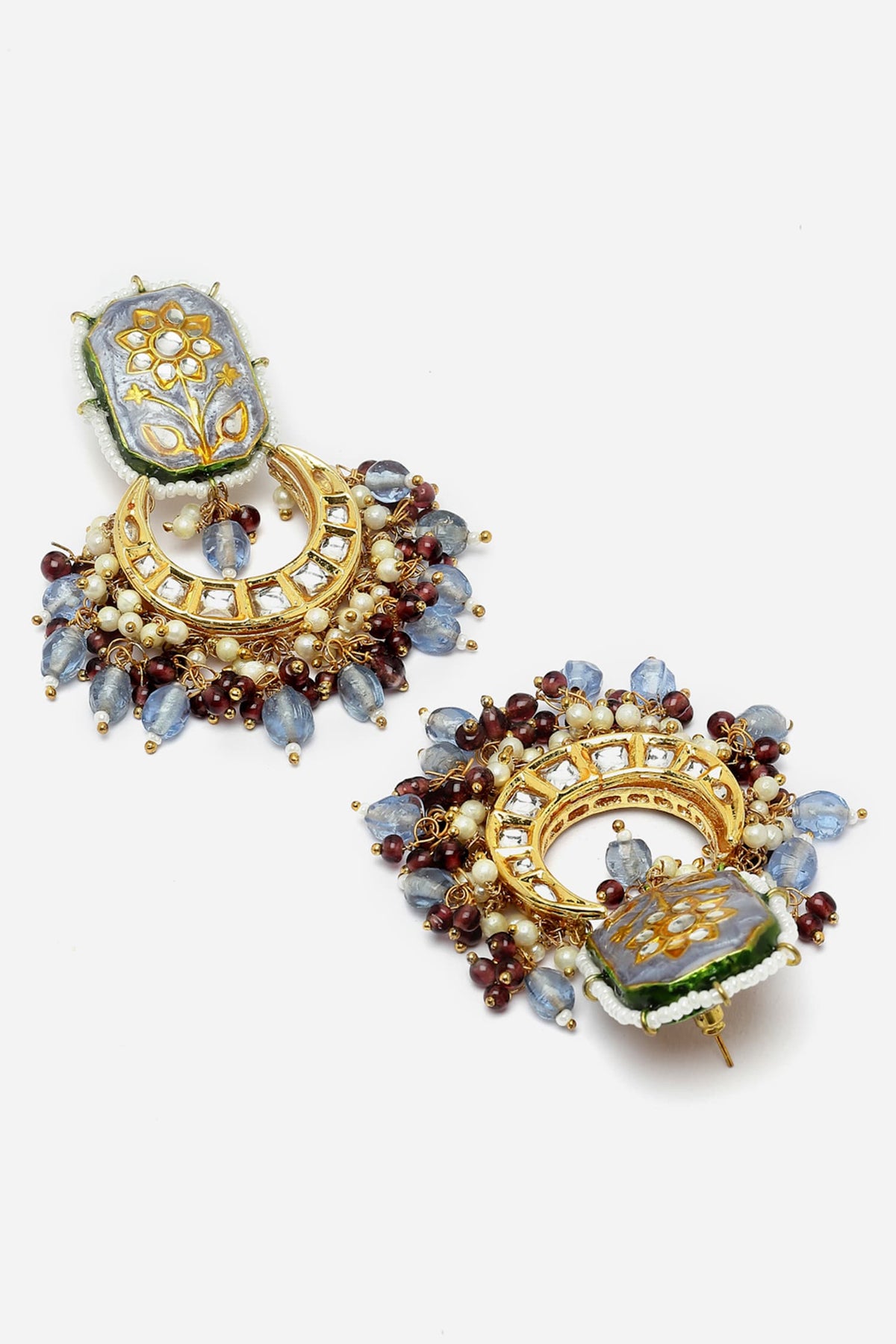 Floral Meenakari Work Chandbalis 
