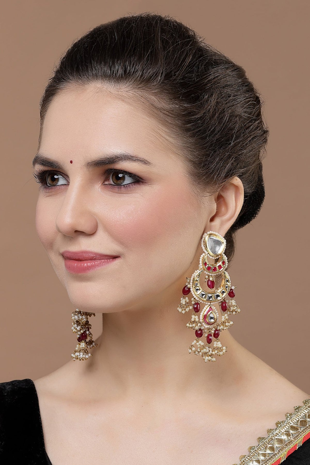 Kundan Embellished Layered Chandbalis 