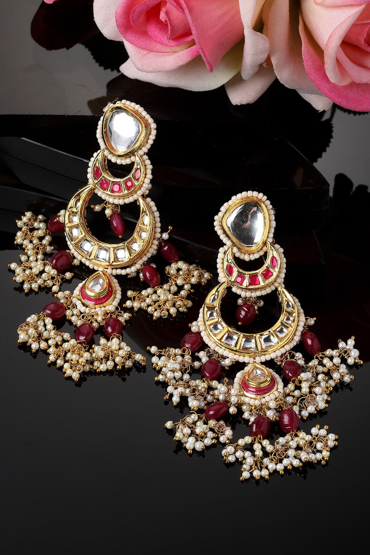 Kundan Embellished Layered Chandbalis 