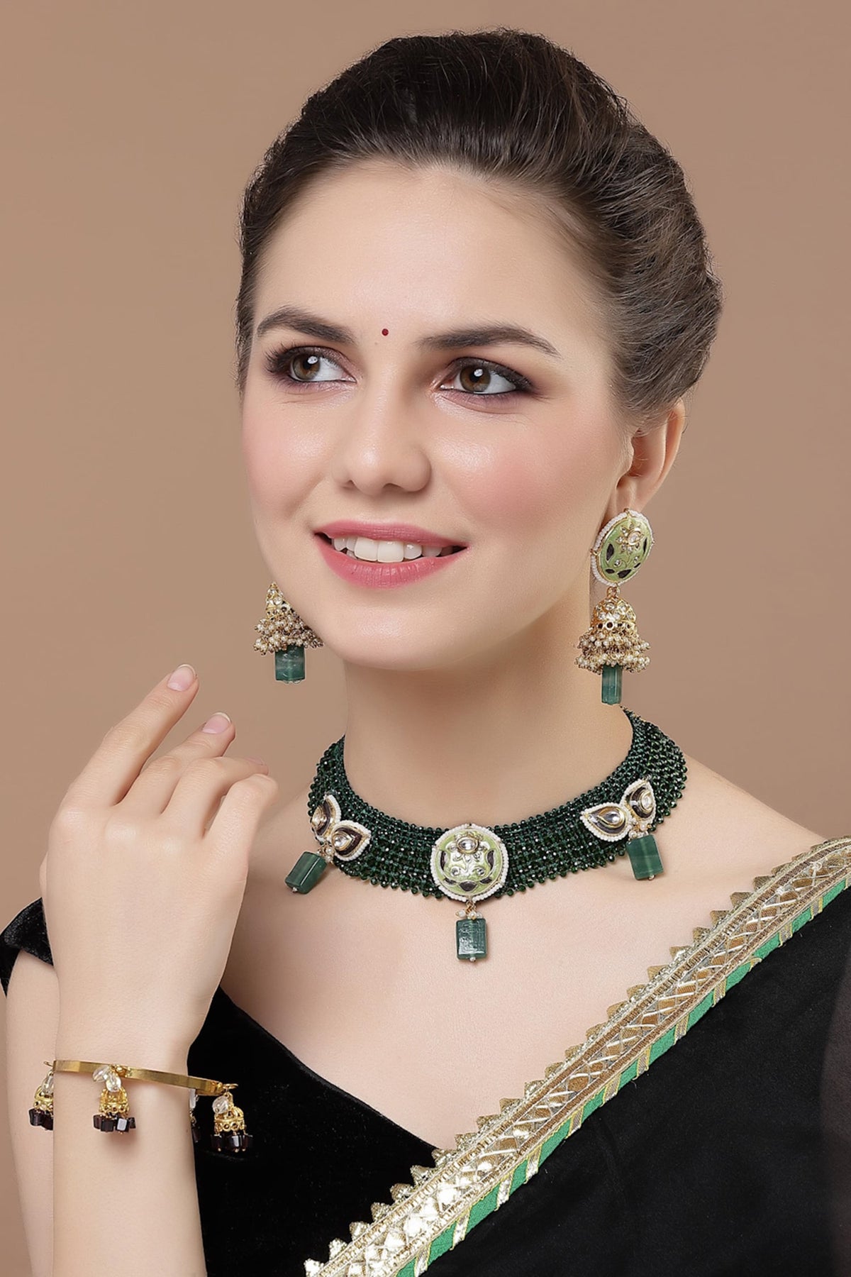 Floral Meenakari Work Jhumkas 