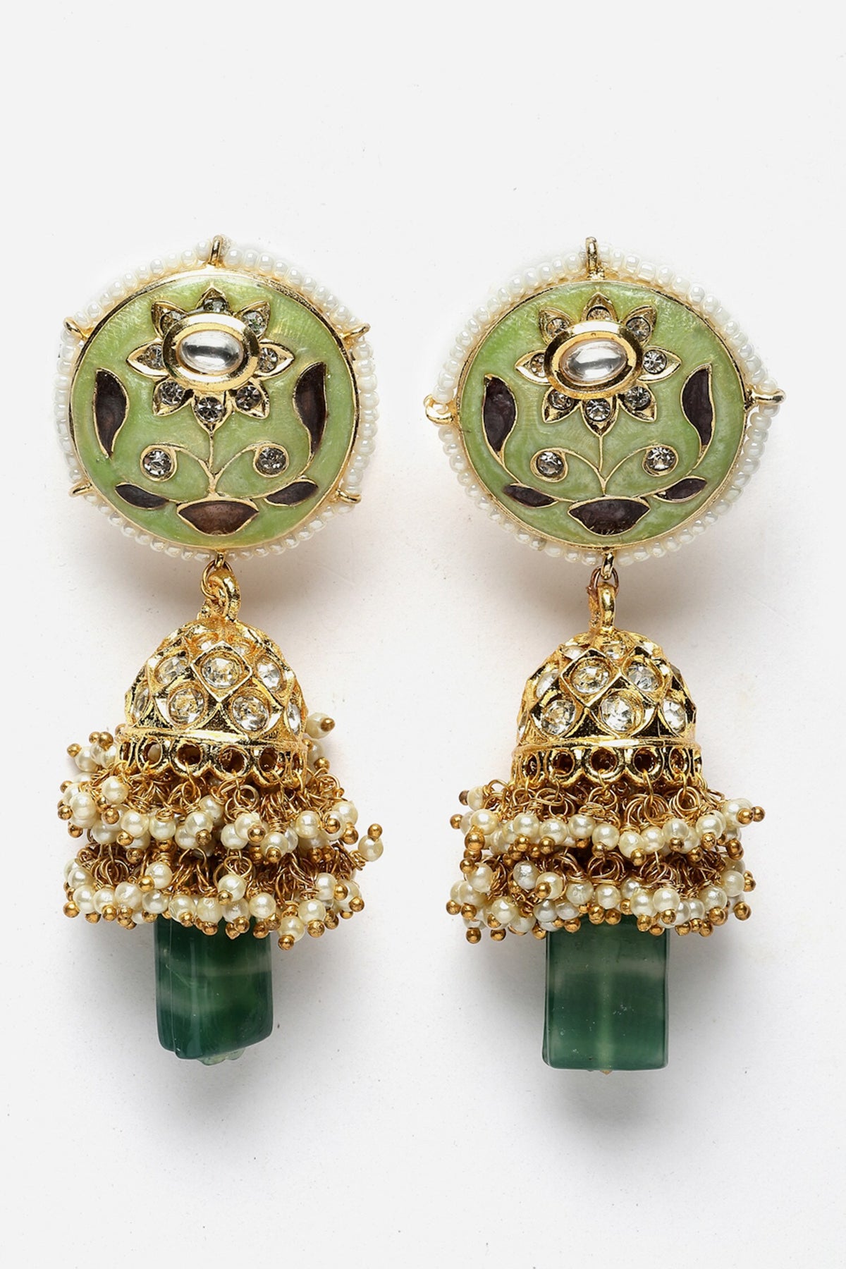 Floral Meenakari Work Jhumkas 