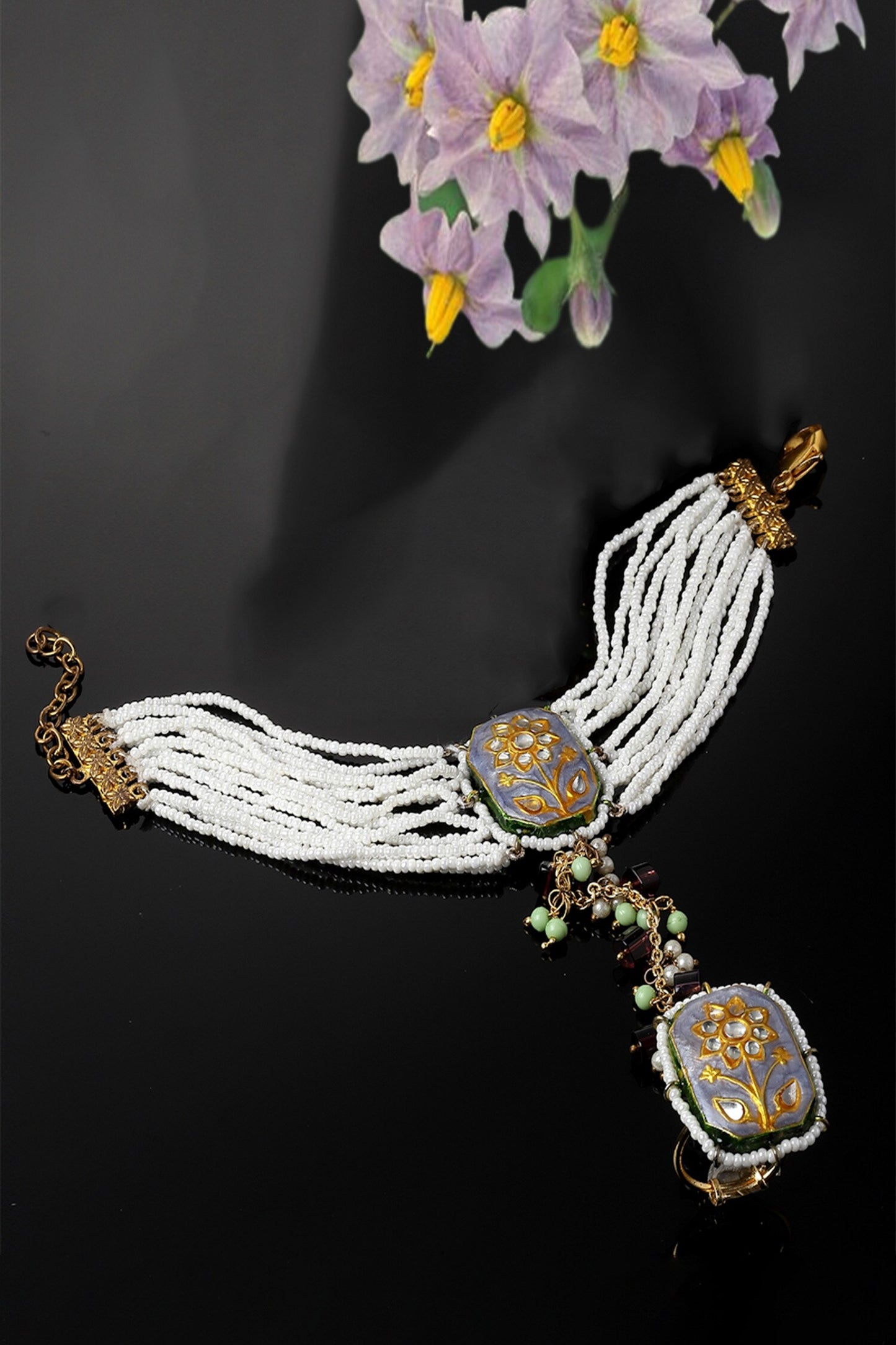 Floral Meenakari Work Haathphool 