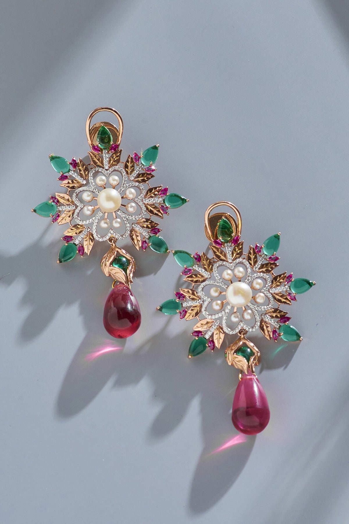 Floral Embellished Dangler Earrings 