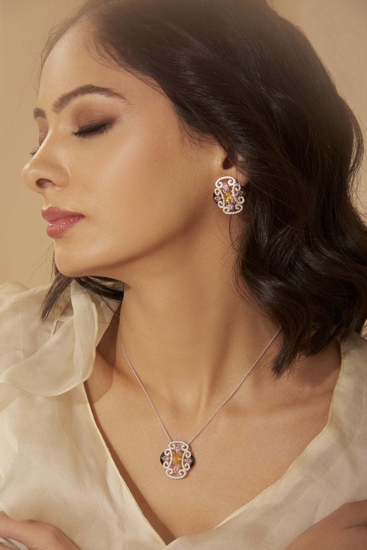 Mughal Pattern Embellished Stud Earrings 