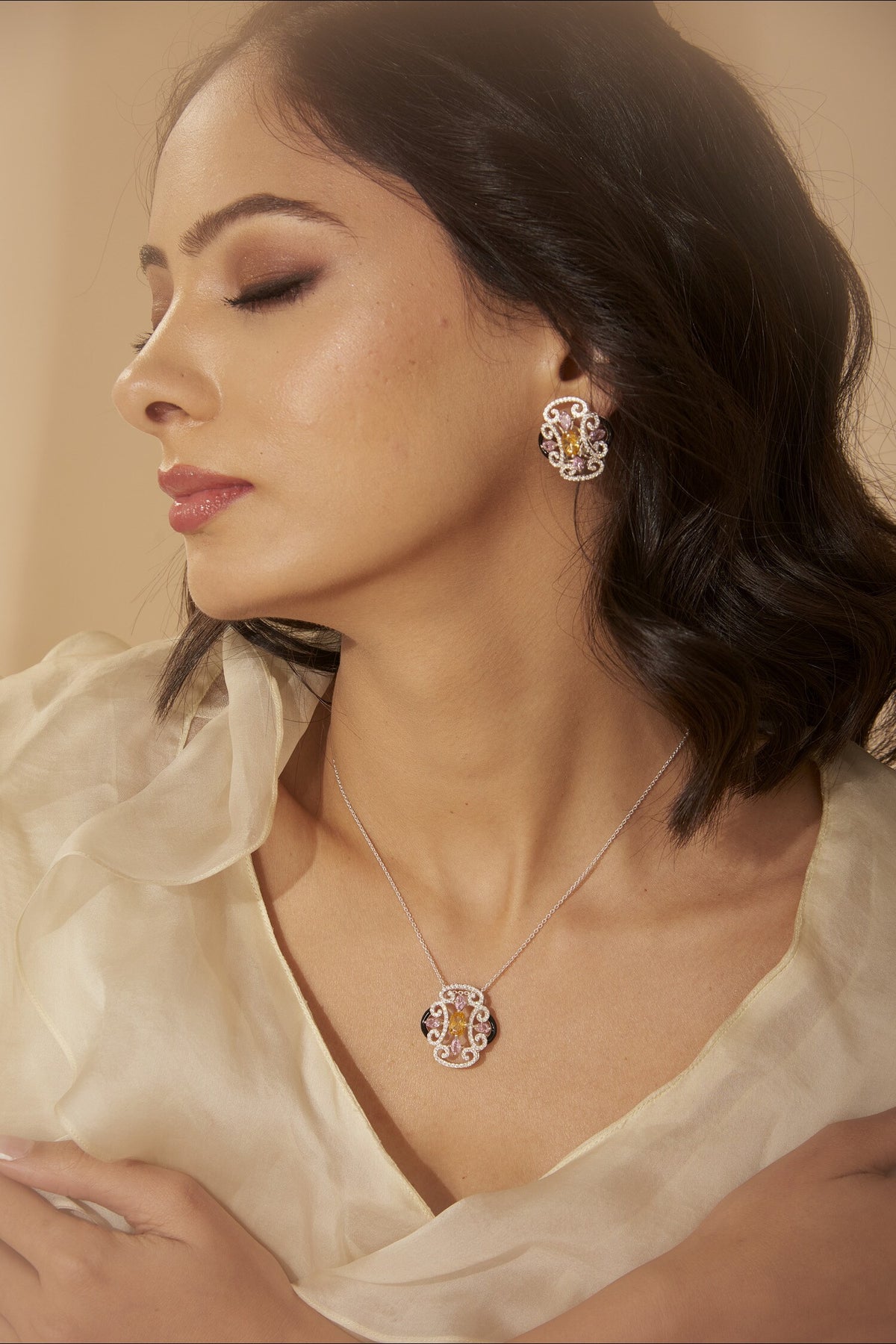 Mughal Pattern Embellished Stud Earrings 