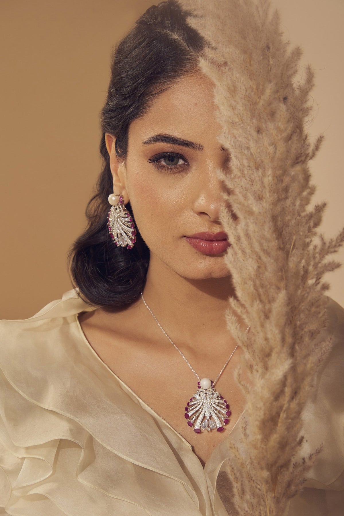 Cubic Zirconia Embellished Earrings 