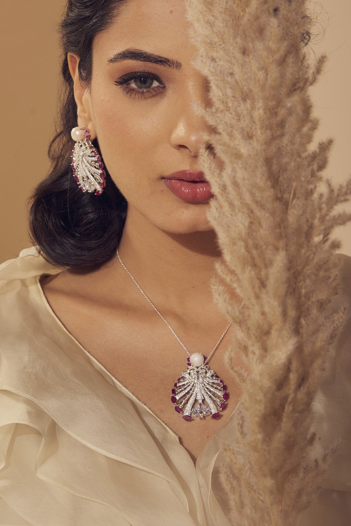 Cubic Zirconia Embellished Earrings 
