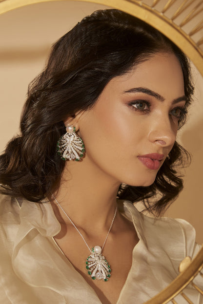 Cubic Zirconia Diamonds Embellished Earrings 