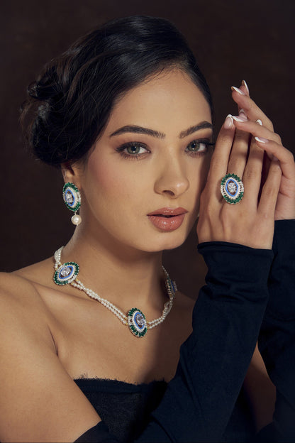 Semi Precious Gemstones Embellished Necklace 