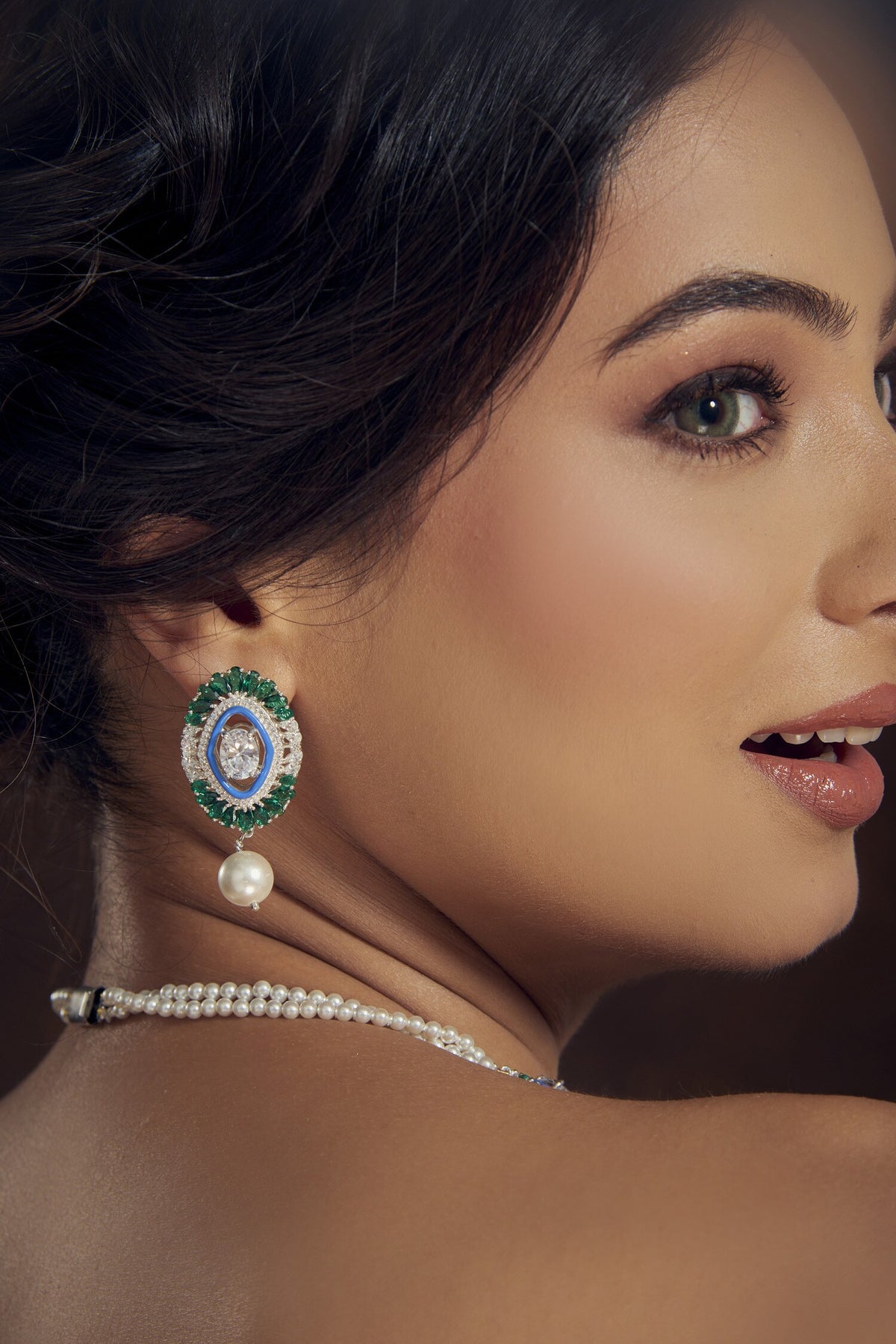 Semi Precious Gemstones Embellished Earrings 