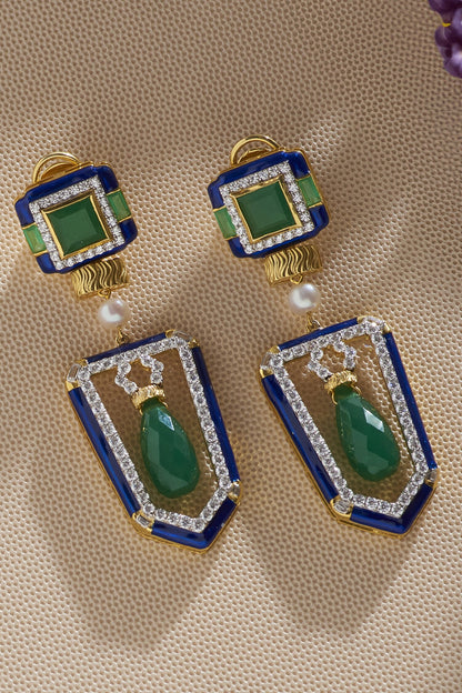 Cubic Zirconia Diamonds Embellished Earrings 