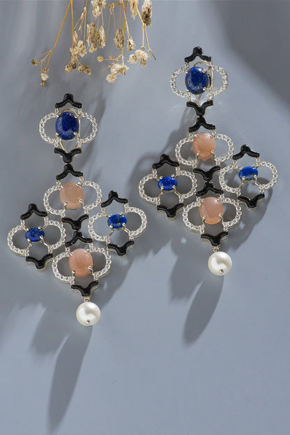 Cubic Zirconia Diamonds Embellished Earrings 