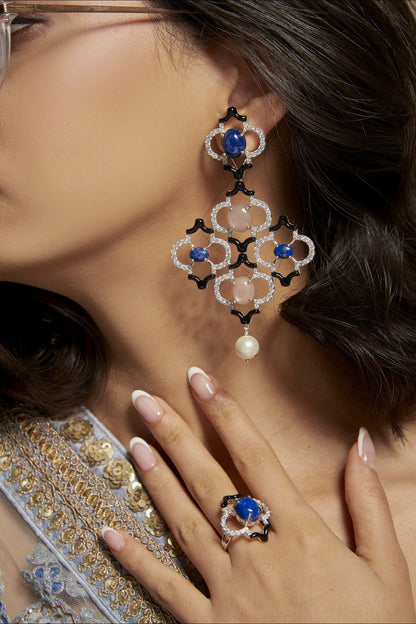 Cubic Zirconia Diamonds Embellished Earrings 