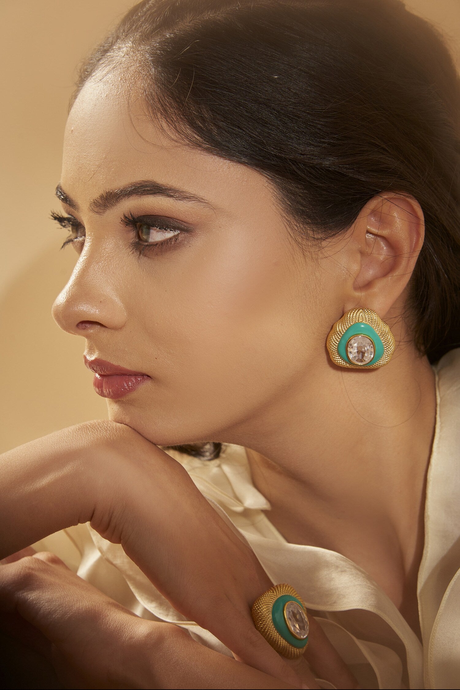Cubic Zirconia Diamonds Embellished Studs 