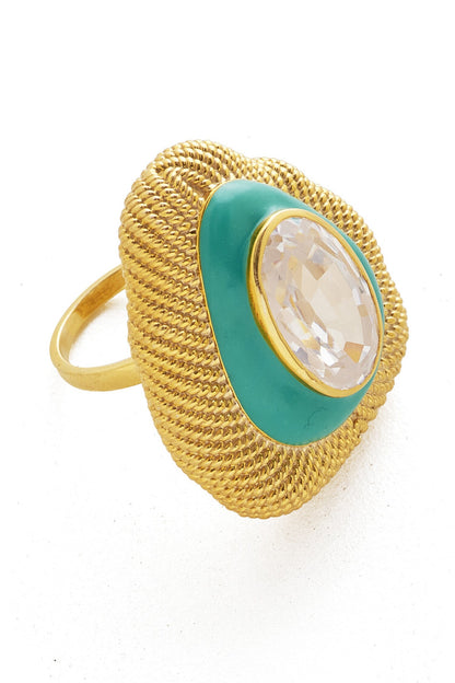 Cubic Zirconia Diamonds Embellished Ring 