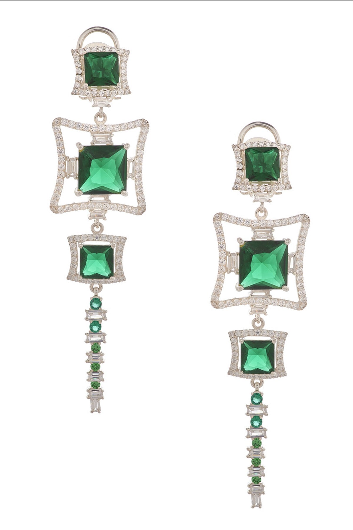 Cubic Zirconia Diamonds Embellished Earrings 
