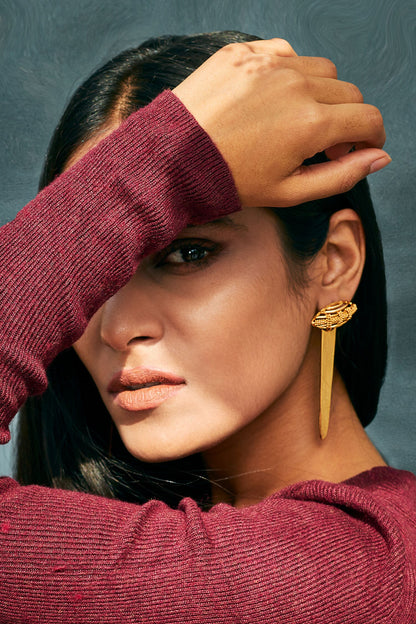 Leaf Shaped Cutwork Earrings 