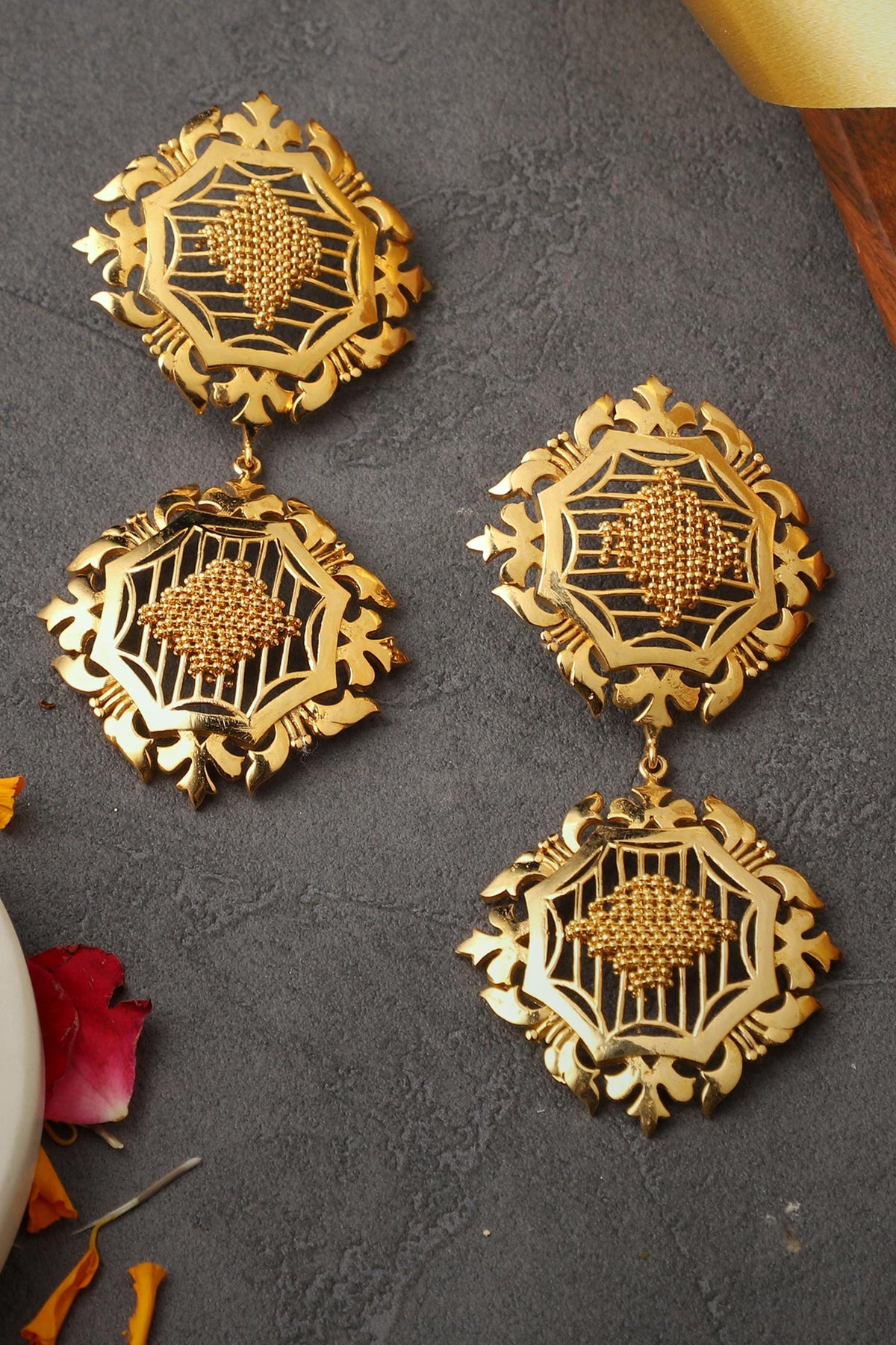 Hand Knotted Embellished Earrings 