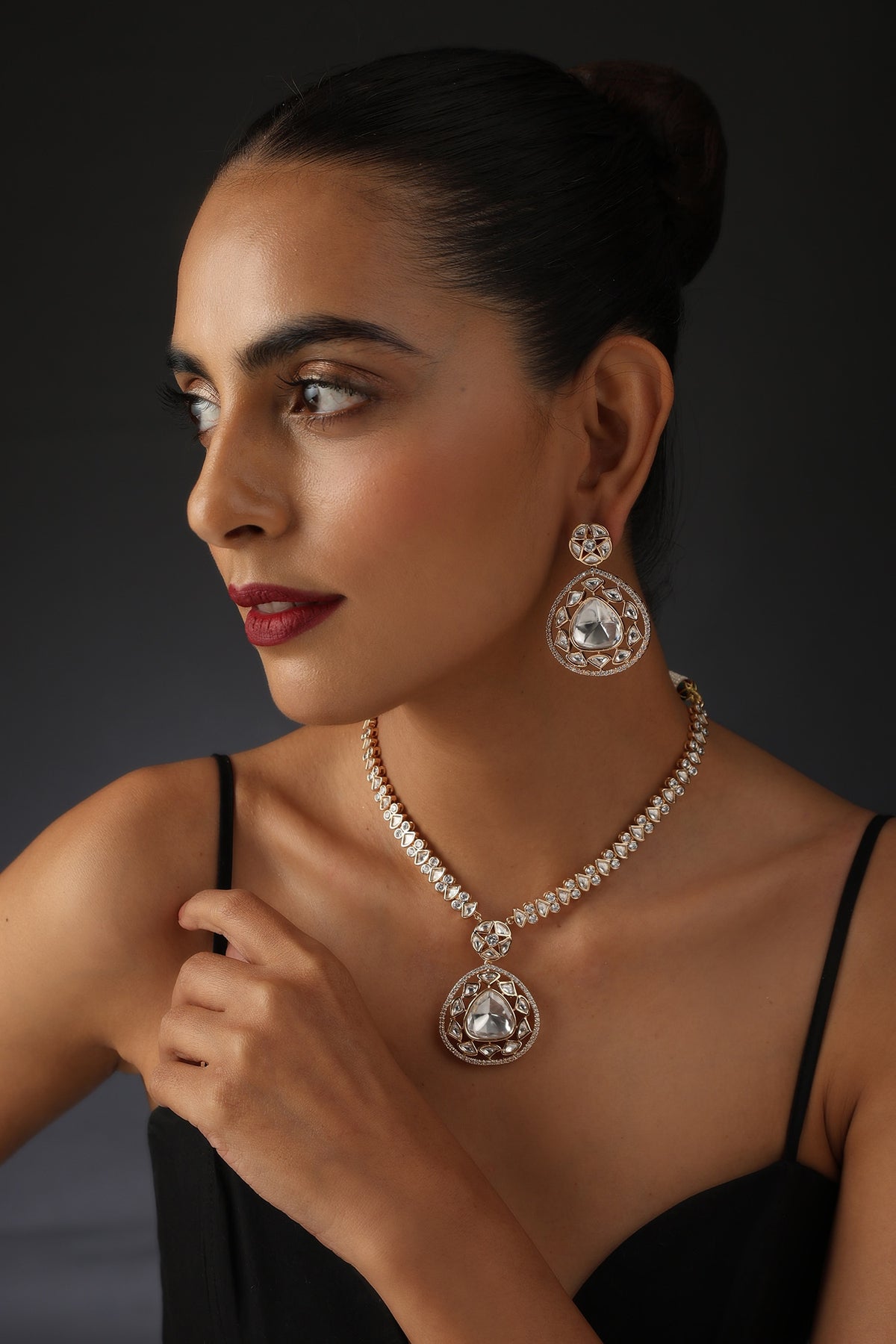 Uncut Polki Embellished Necklace Set 