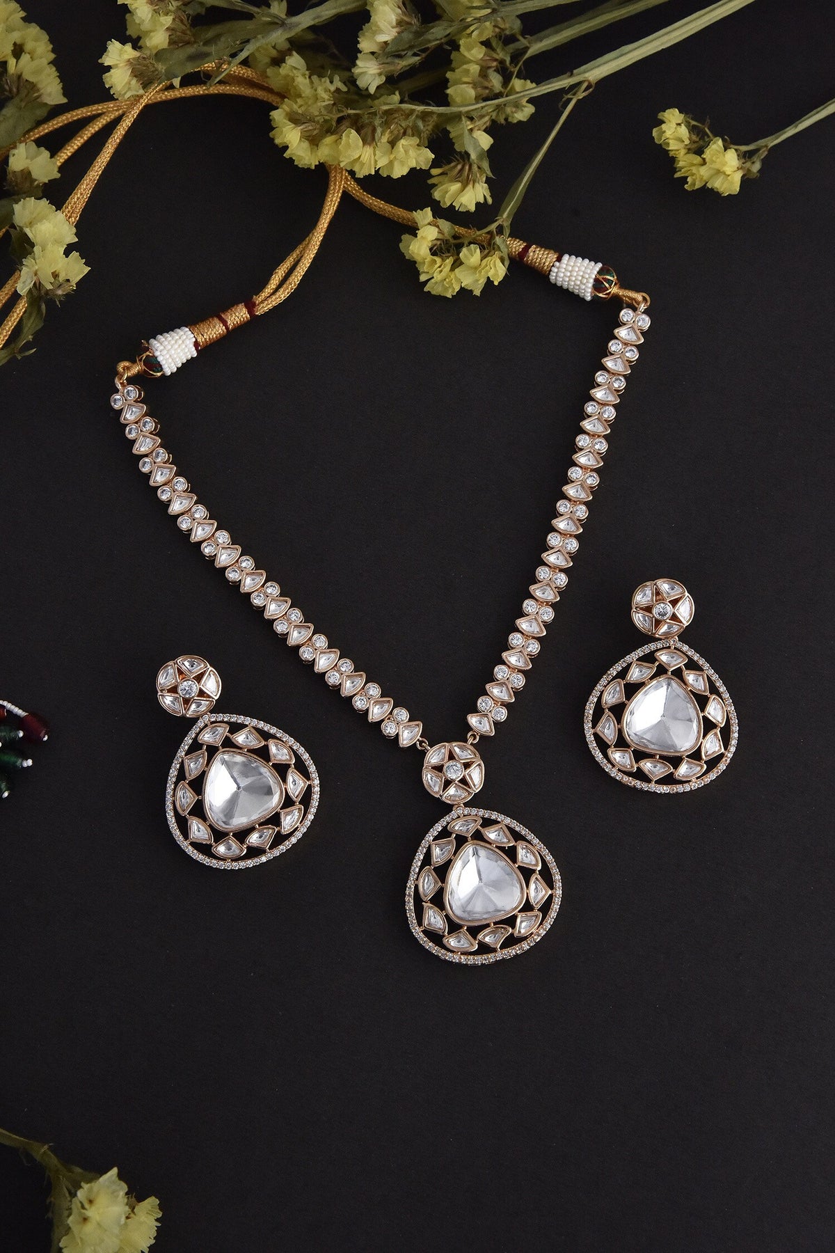 Uncut Polki Embellished Necklace Set 