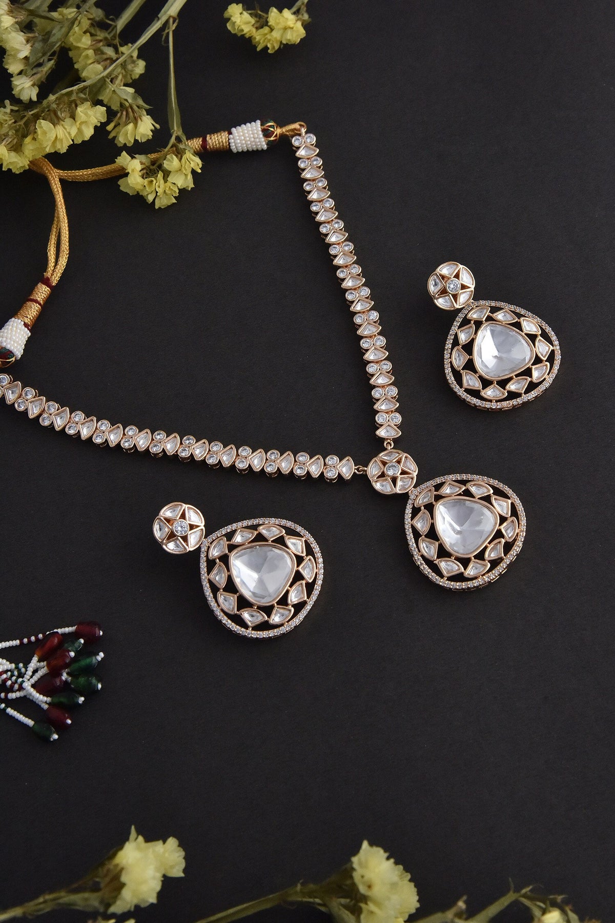 Uncut Polki Embellished Necklace Set 