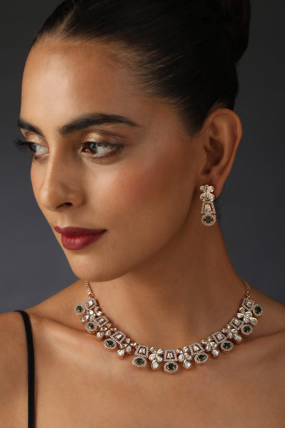 Uncut Polki Embellished Floral Necklace Set 