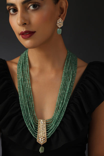 Uncut Polki Embellished Layered Necklace Set 