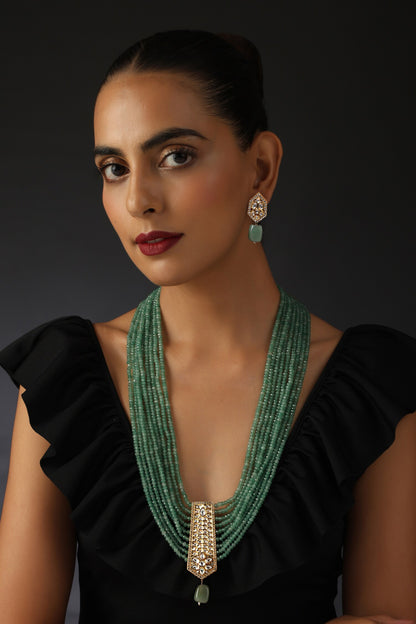 Uncut Polki Embellished Layered Necklace Set 