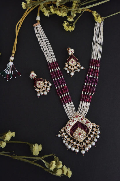 Uncut Polki Studded Necklace Set 