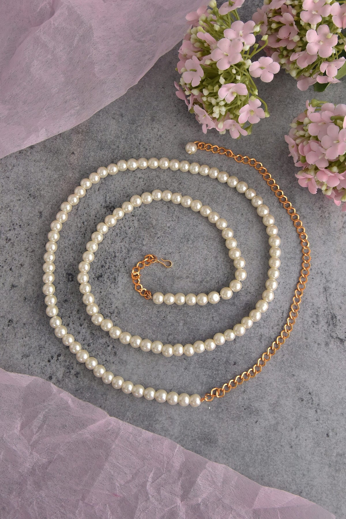 White Pearl Embellished Kamarbandh 