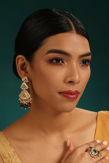 Kundan & Stone Embellished Earrings 