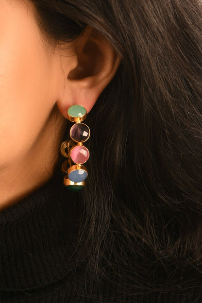 Emily Rainbow Embellished Hoops 