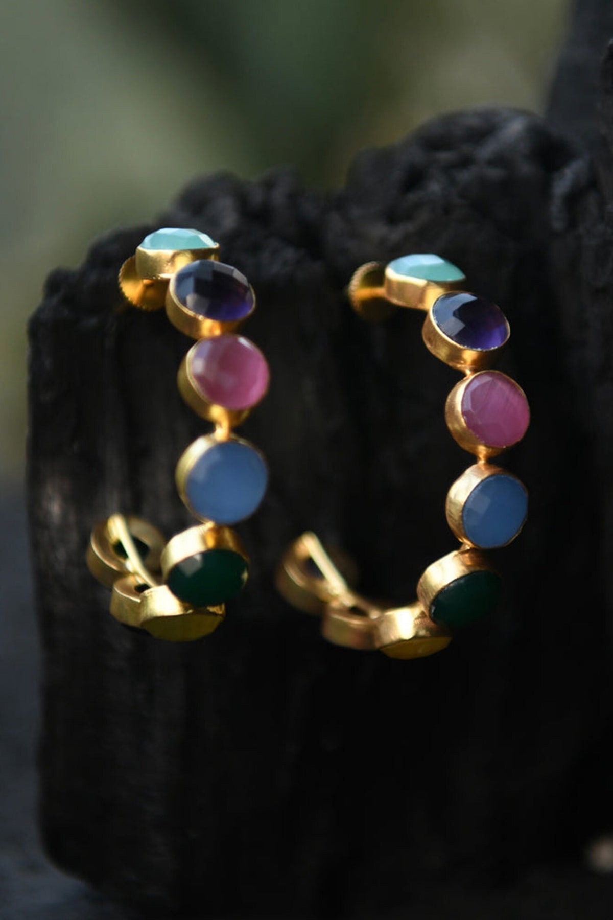 Emily Rainbow Embellished Hoops 